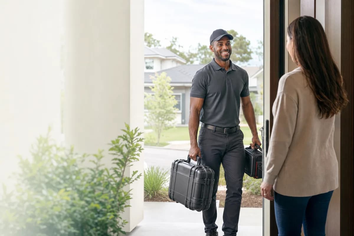 Mobile Services professional arriving for an in-home appointment